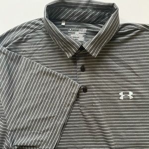 Under Armour heat gear golf polo XL gray stripe